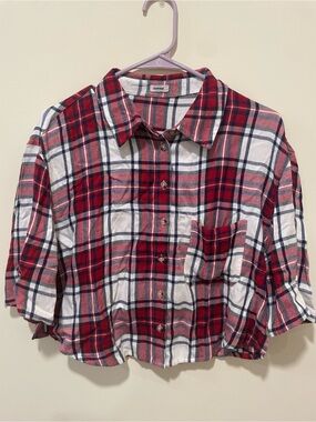 Garage Red and White Plaid Button-Down Kids Shirt
